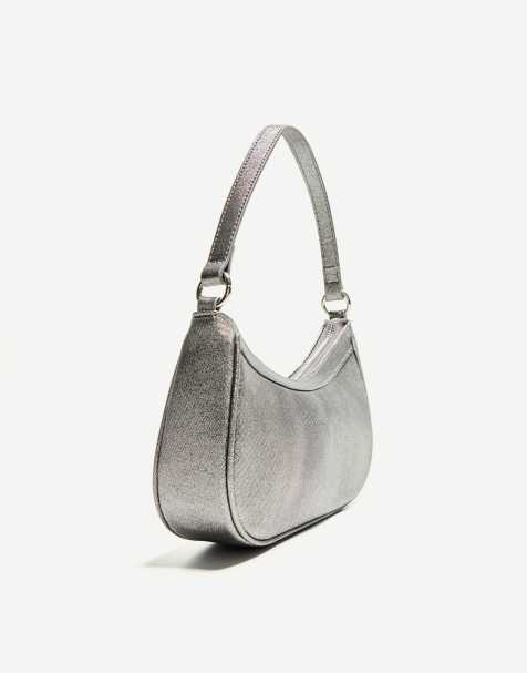 Bershka Shiny-effect mini bag in black - view 1