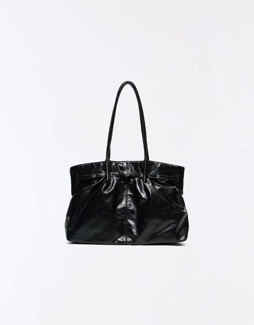 Bershka shopper met riem in zwart, 3 van 4