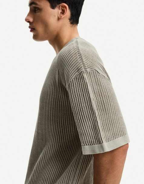 Bershka shor sleeved mesh t-shirt in grey - view 1
