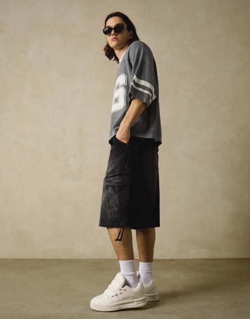 Bershka - Short cargo parachute en jean - Noir, 4 de 4