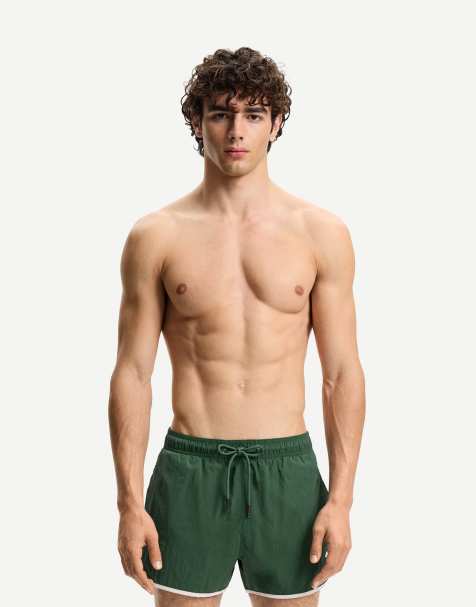 Bershka - Short de bain à finitions contrastantes - Vert - view 1
