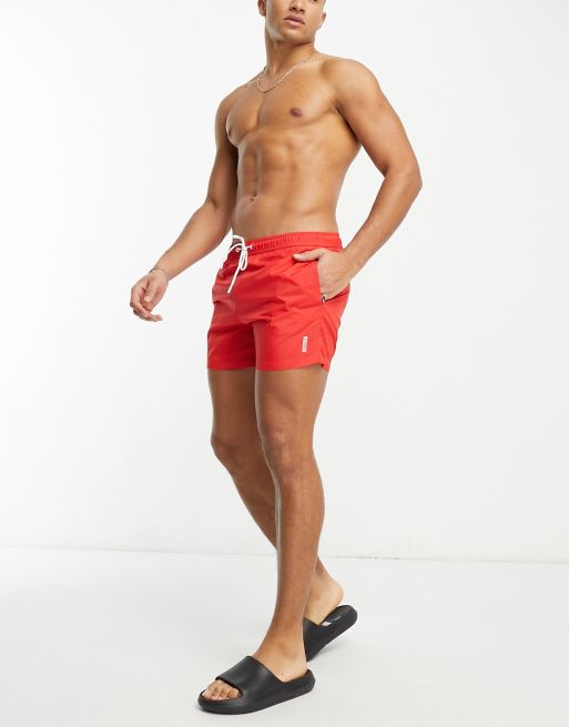 Bershka Short de bain classique Rouge ASOS