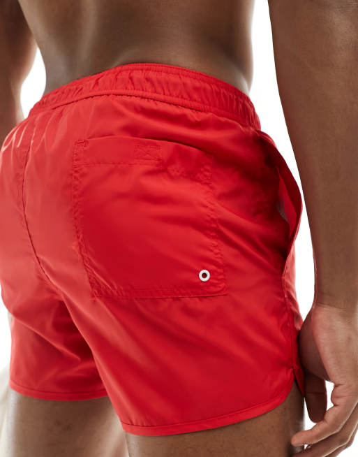 Bershka - Short de bain classique - Rouge, 3 de 4