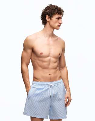 Bershka - Short de bain mi-long - Bleu marine