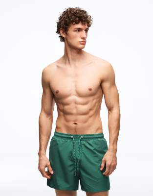 Bershka - Short de bain mi-long - Vert