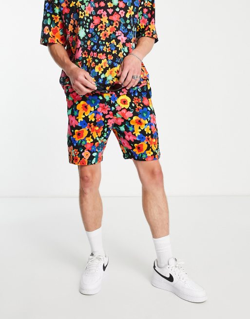 Bershka - Short d'ensemble à fleurs - Multicolore
