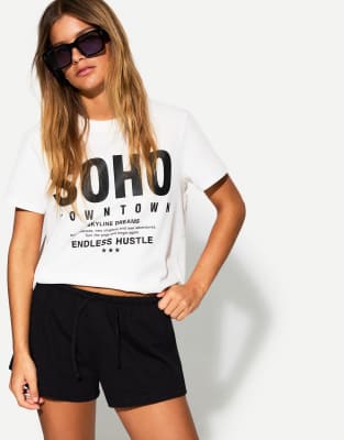 Bershka - Short duveteux - Noir