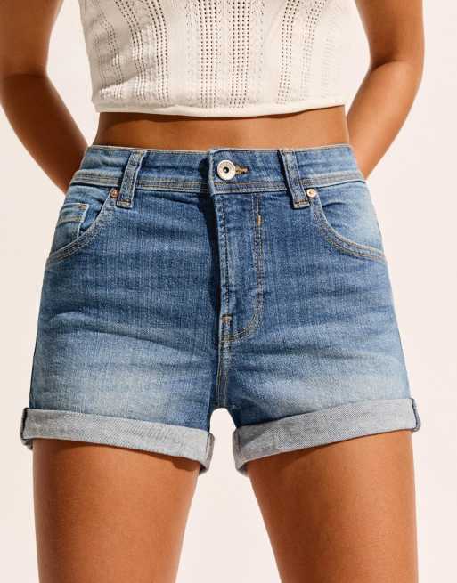 Bershka - Short en jean à revers - Bleu moyen, 2 de 4