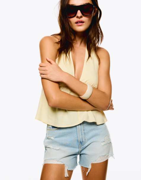 Bershka - Short en jean déchiré - Bleu moyen - view 1