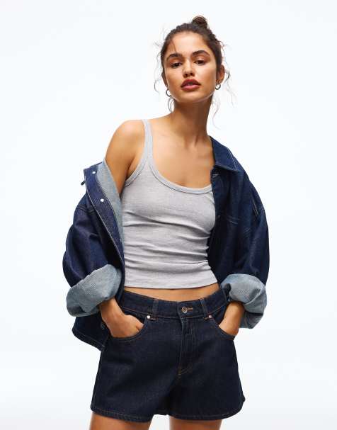 Bershka - Short en jean style années 90 - Bleu - view 1