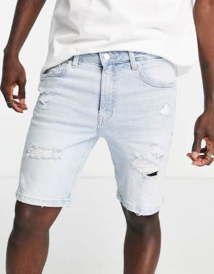 Short En Jean Vieilli Bleu Clair Reign - Taille 3 Juniors - Neuf Avec étiquettes