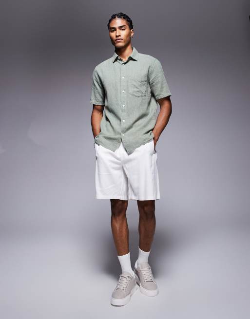 Bershka - Short en lin - Blanc