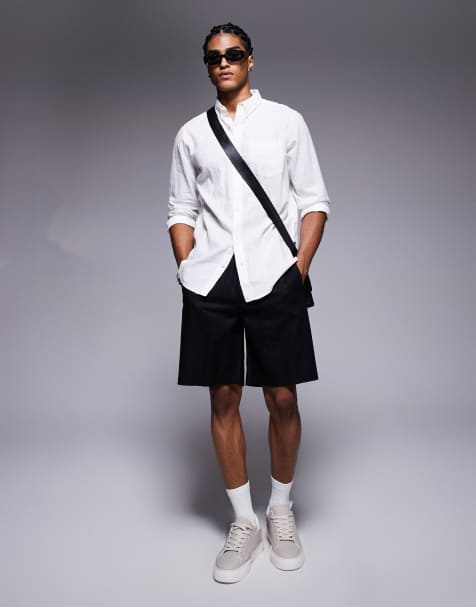 Bershka - Short en lin - Noir - view 1