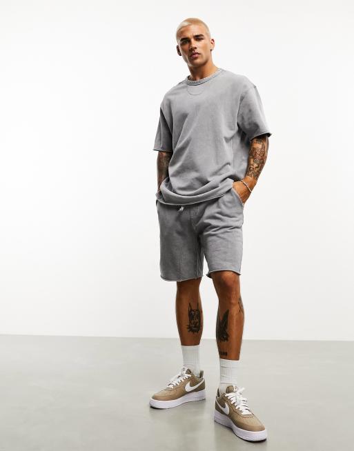 Bershka - Short in grijs met wassing, deel van co-ord set