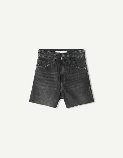 Bershka - Short large en jean style années 90 avec ourlet à revers - Noir, 4 de 4