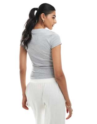 Bershka short sleeve baby tee in grey