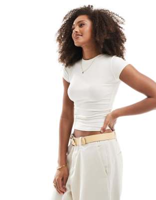 Bershka Short Sleeve Baby Tee In Yellow