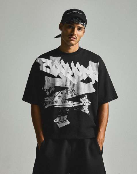Bershka Short sleeve boxy zoo york print t-shirt in black - view 1