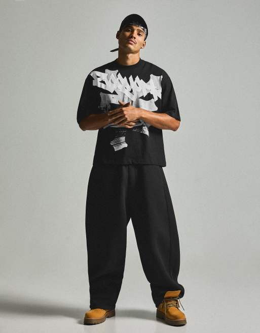 Bershka Short sleeve boxy zoo york print t-shirt in black, 3 of 6
