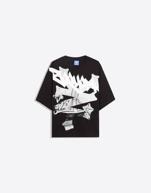 Bershka Short sleeve boxy zoo york print t-shirt in black, 5 of 6