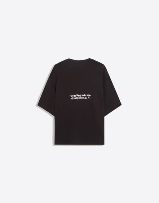 Bershka Short sleeve boxy zoo york print t-shirt in black, 6 of 6