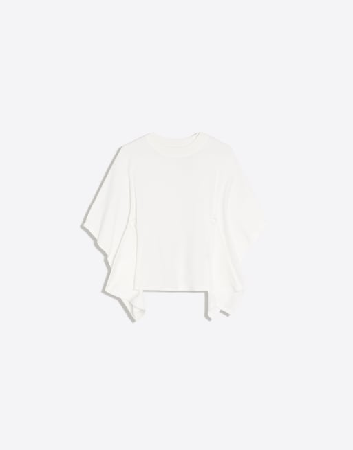 Bershka Short sleeve cape t-shirt in white, 5 of 5