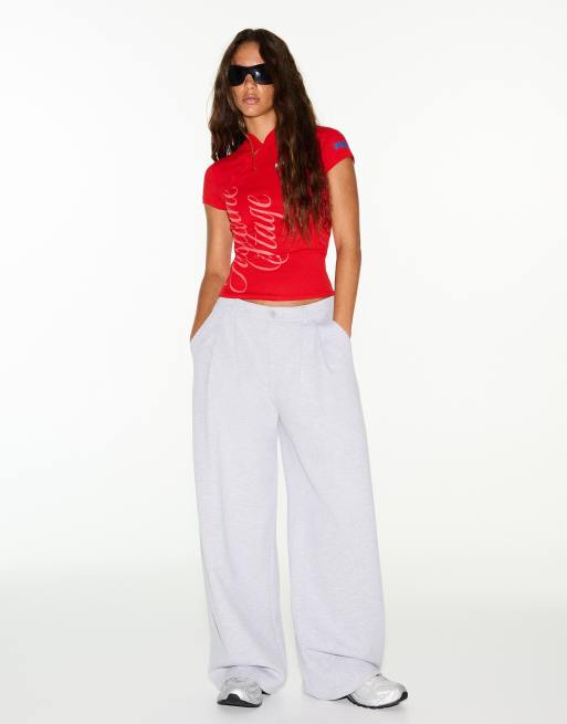 Bershka Short sleeve clasp t-shirt in red, 4 of 5