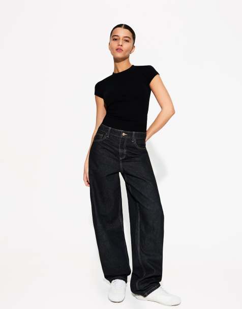 Bershka short sleeve crew neck t-shirt in black - view 1