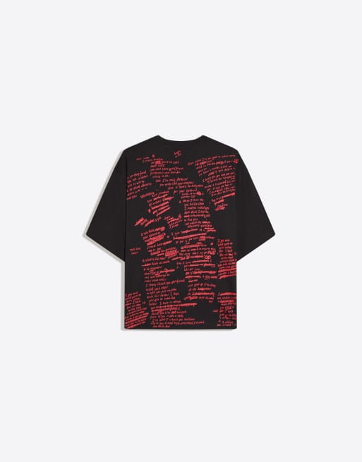 Bershka Short sleeve eminem boxy oversized t-shirt in dark grey, 4 of 4