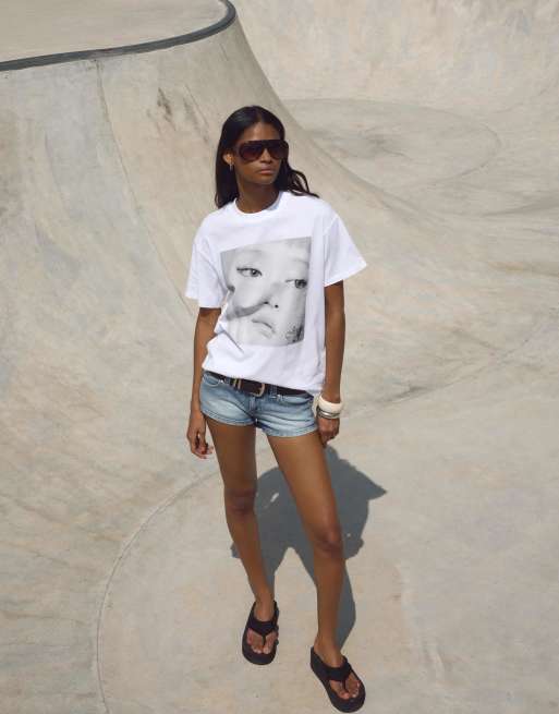 Bershka Short-sleeve jennie t-shirt in white ASOS