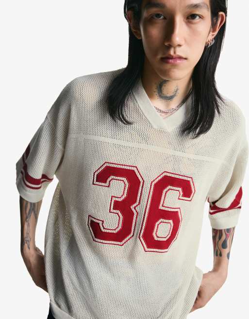 Bershka Short sleeve mesh sports t-shirt in white | ASOS