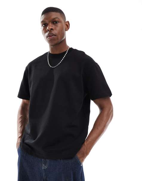 Bershka short sleeve plush t-shirt in black