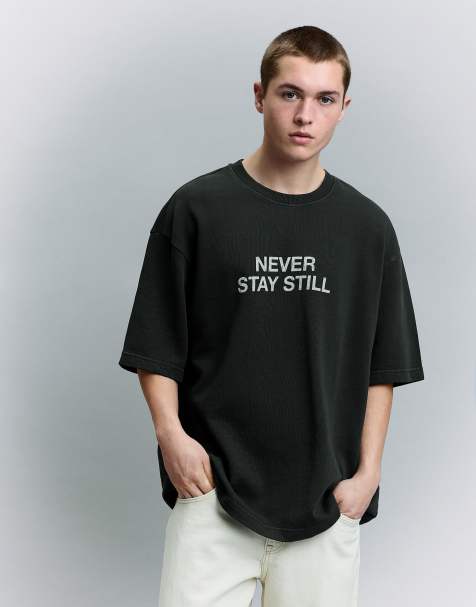 Bershka Short sleeve print t-shirt in black