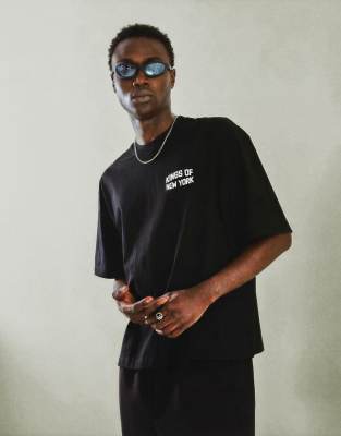 Bershka Short sleeve print t-shirt in black