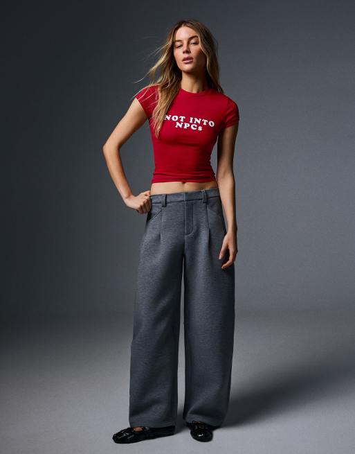 Bershka Short sleeve print t-shirt in red, 4 of 6