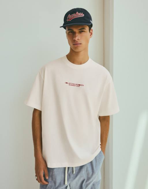 Bershka Short sleeve print t-shirt in white, 2 of 4
