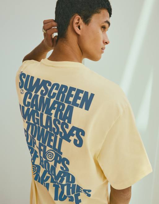 Bershka Short sleeve print t-shirt in yellow, 2 of 4