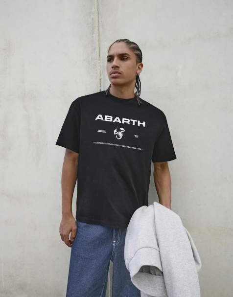 Bershka Short-sleeve racing abarth print t-shirt in black