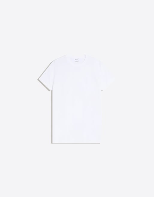 Bershka Short sleeve roll up t-shirt in white, 5 of 6