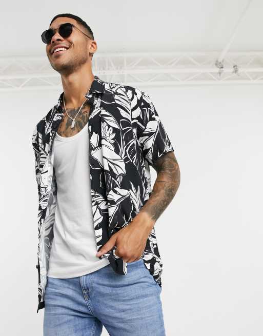 Black and white floral shirt