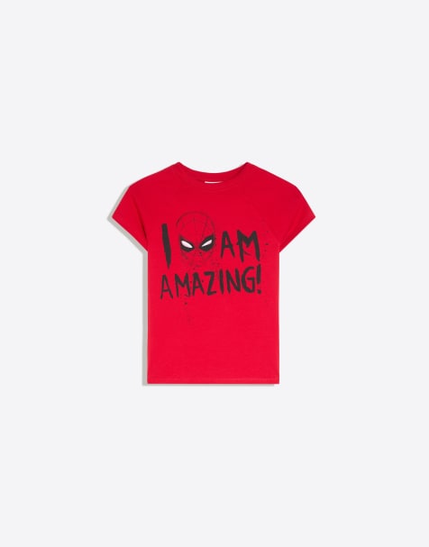 Bershka Short sleeve spider-man t-shirt in red - view 1