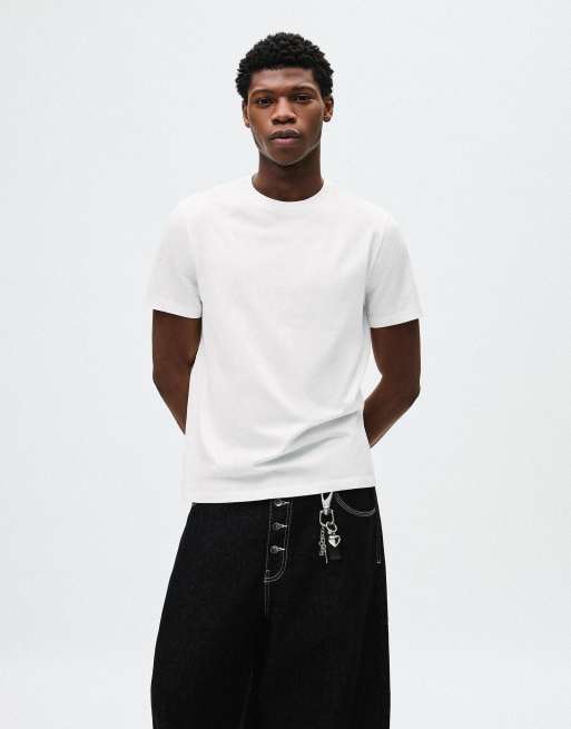 Bershka Short sleeve t-shirt in white, 3 of 5