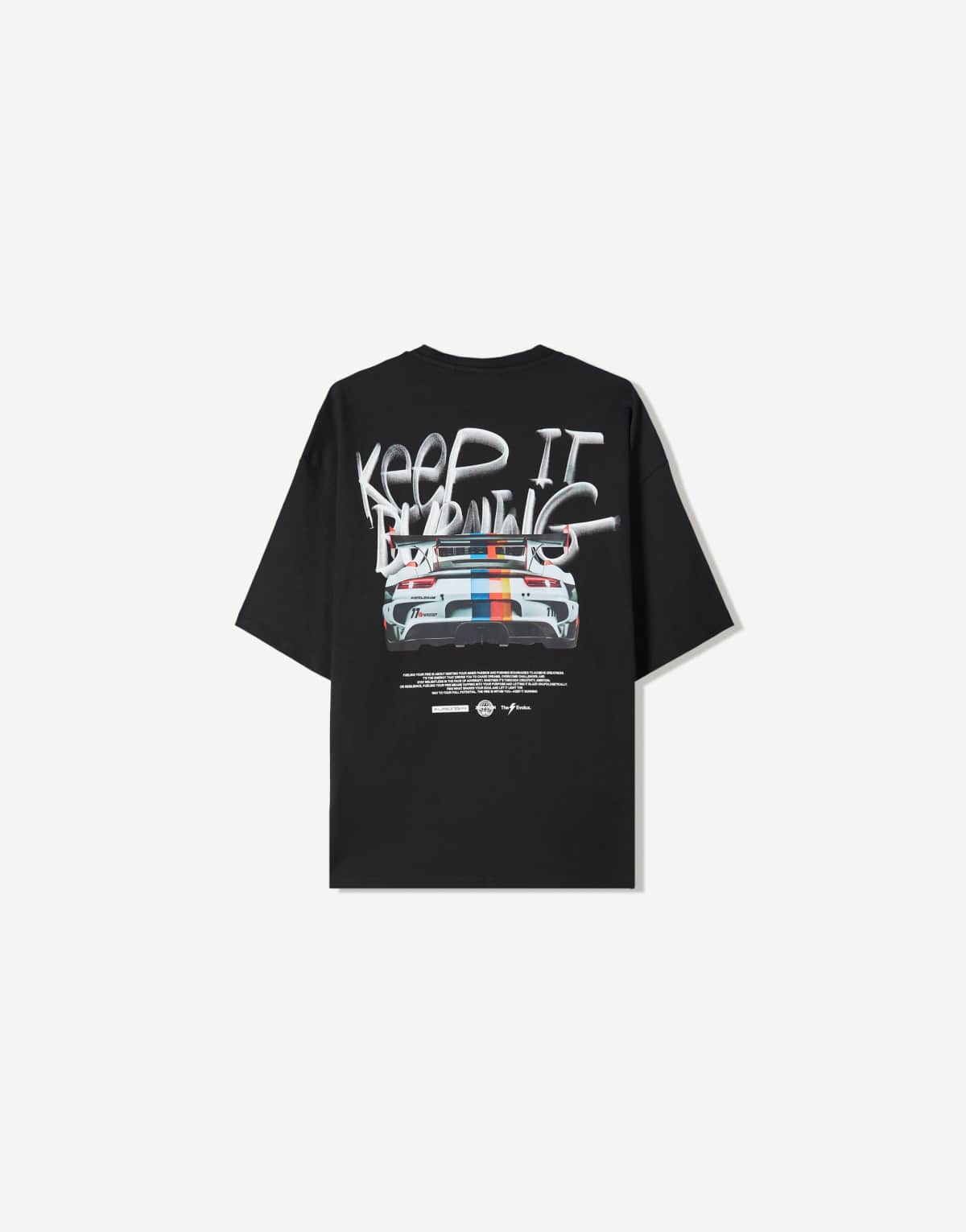 Bershka short sleeve t-shirt with print in black