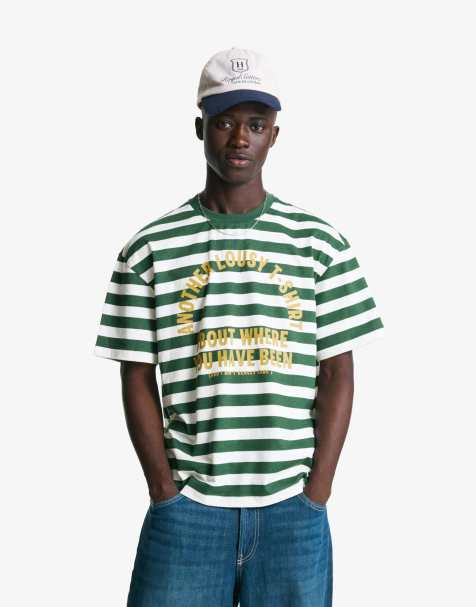 Bershka Short sleeve t-shirt with print in green - view 1
