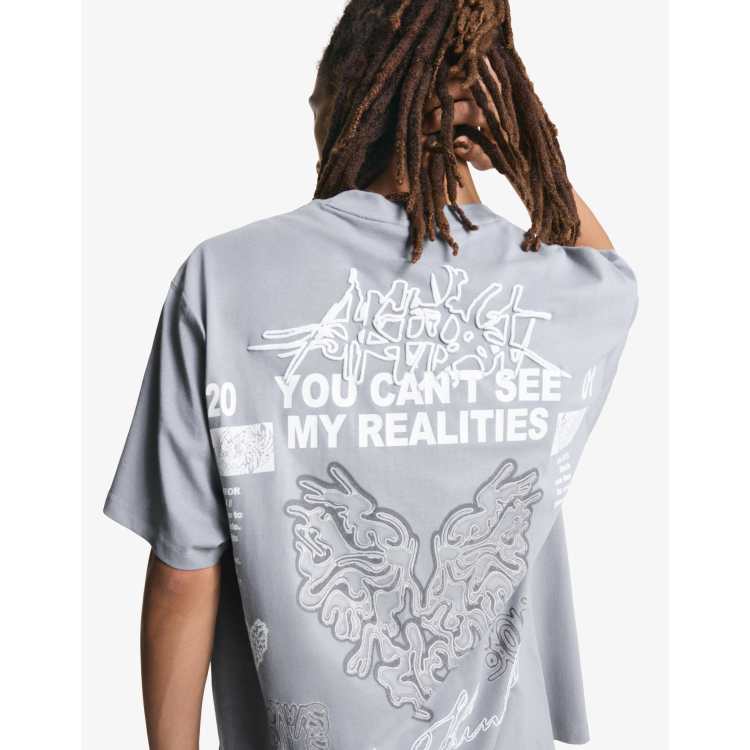 Bershka Short sleeve t-shirt with print in light grey | ASOS
