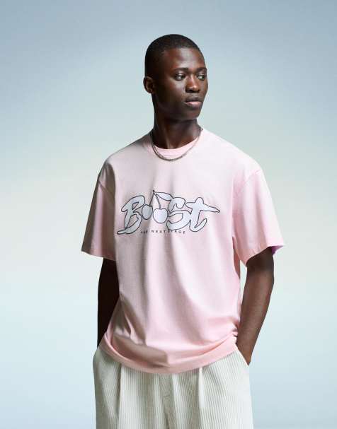 Bershka Short sleeve t-shirt with print in pink - view 1