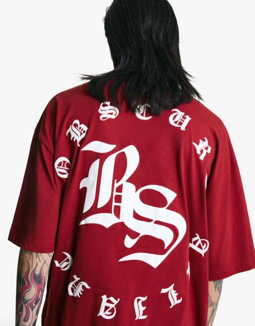 Bershka Short sleeve t-shirt with print in red