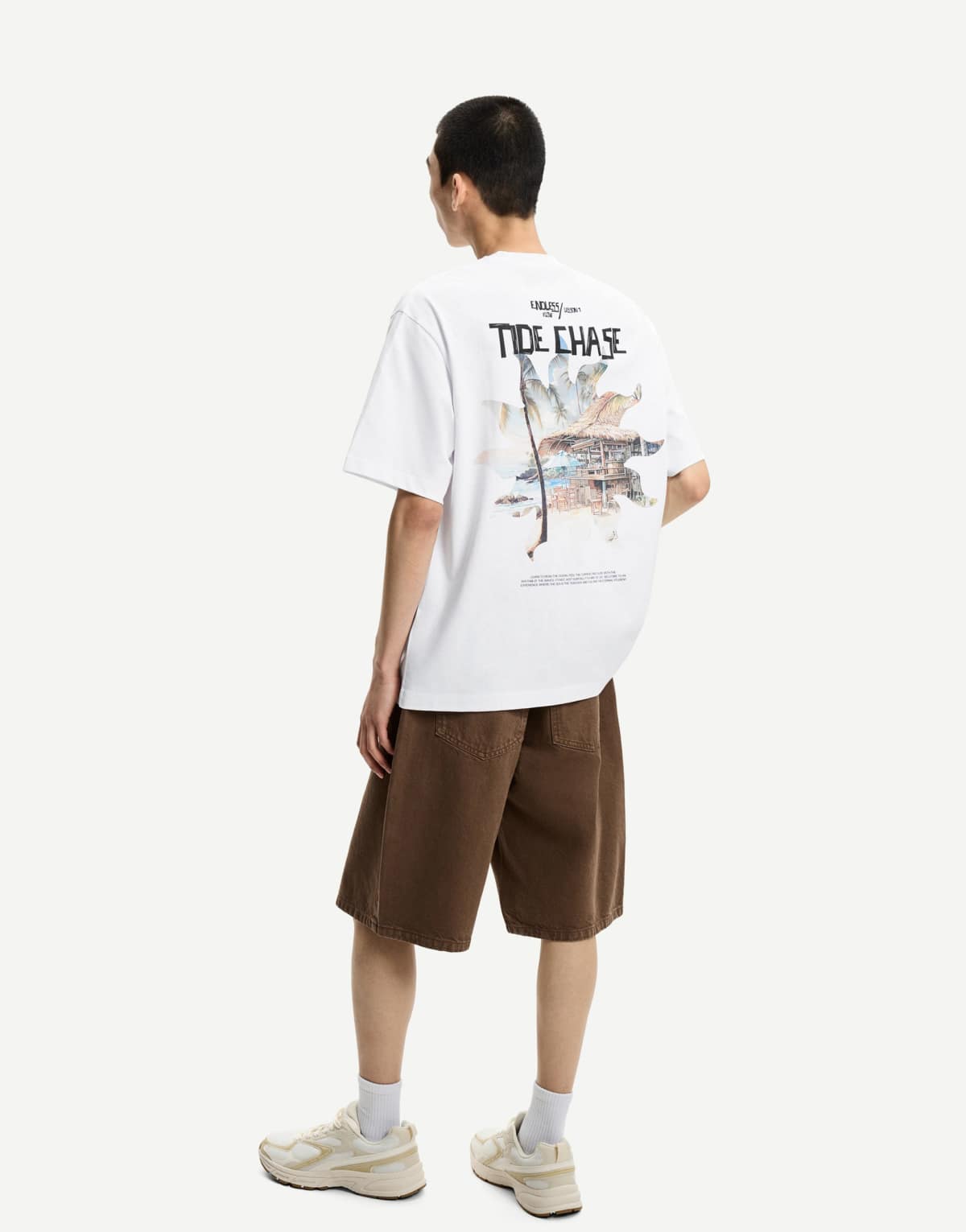 Bershka short sleeve t-shirt with print in white