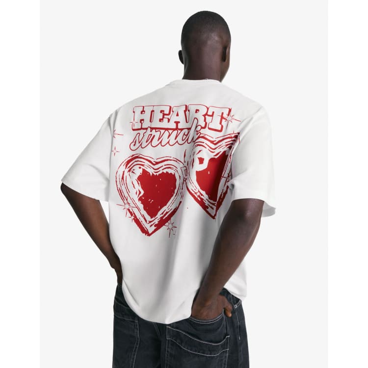 Bershka Short sleeve t-shirt with print in white | ASOS