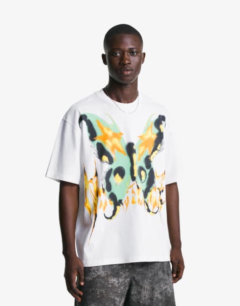 Bershka Short sleeve t-shirt with print in white - view 1